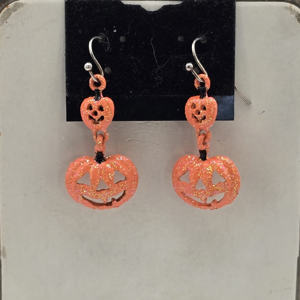 Sparkly Halloween Pumpkin Earrings